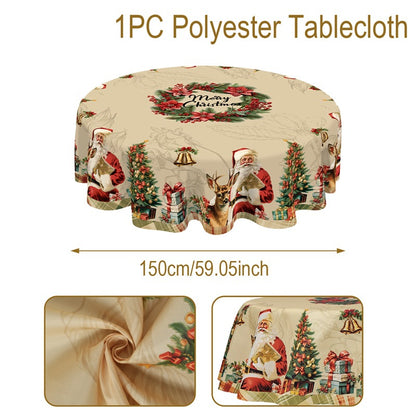 🎄 Christmas Tablecloth with Santa & Reindeer