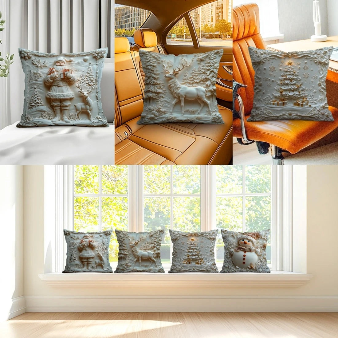 🎄White Christmas Cushion Cover Set