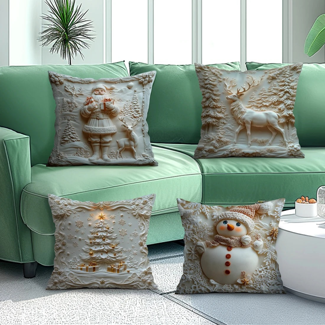 🎄White Christmas Cushion Cover Set