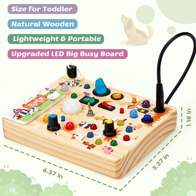 Montessori Sensory Toys, Square-Shaped Wooden Busy Board