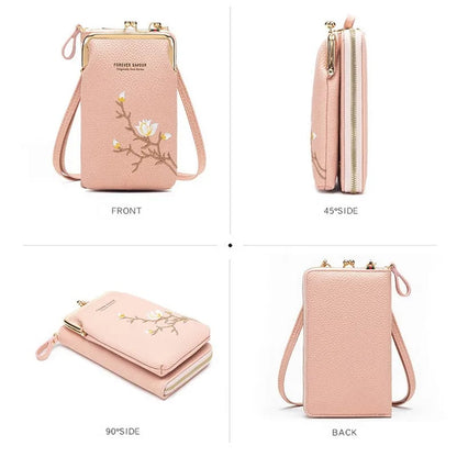 Women Sling Cross-Body Wallet with Mobile Cell Phone Holder