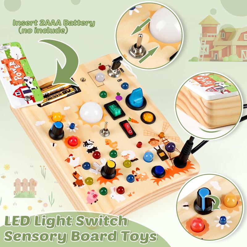 Montessori Sensory Toys, Square-Shaped Wooden Busy Board