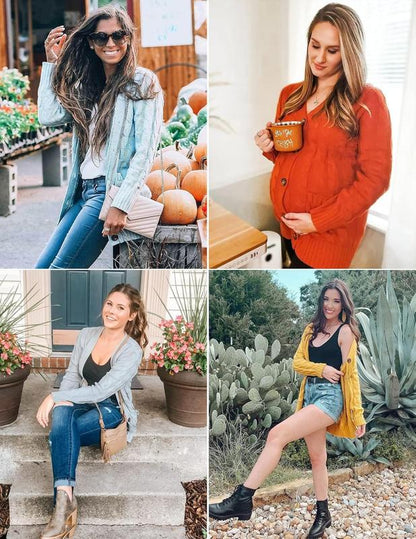Women's Fall Casual Long Sleeve Button Down Open Front Cable Knit Cardigan Sweater Coat